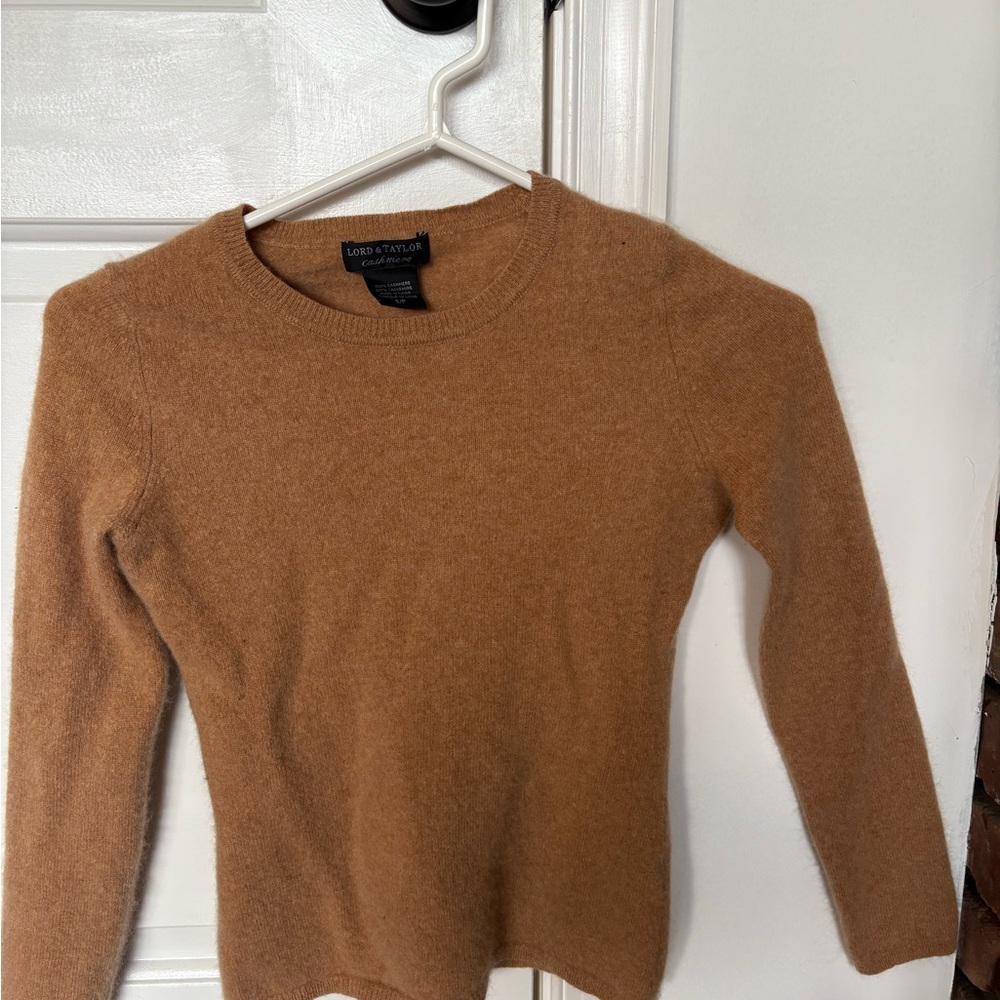 Lord & Taylor Cashmere Sweater in Warm Tan